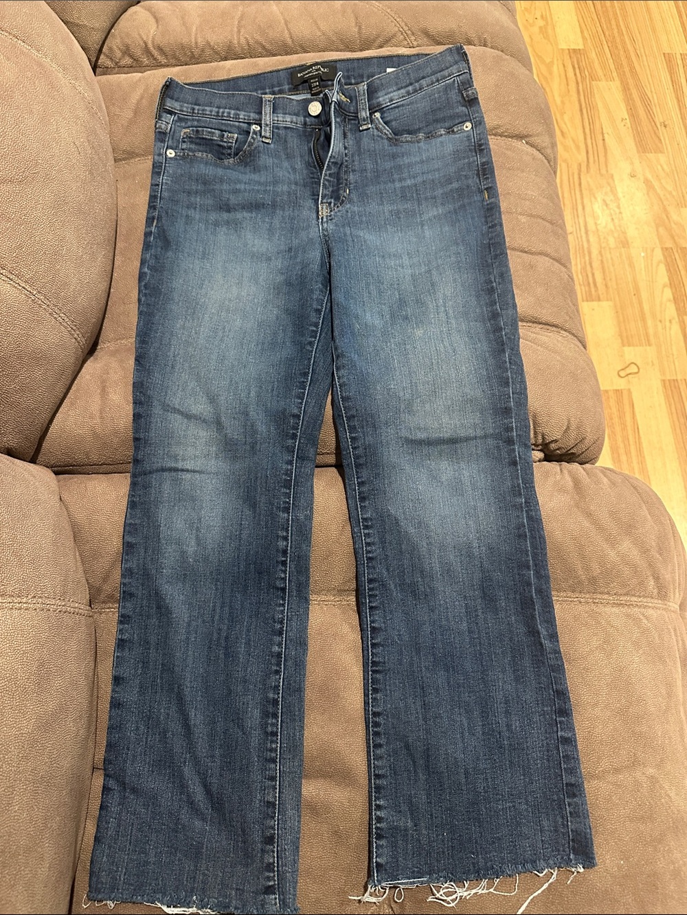 Banana Republic Factory Dark Wash Flared Jeans with Raw Hem